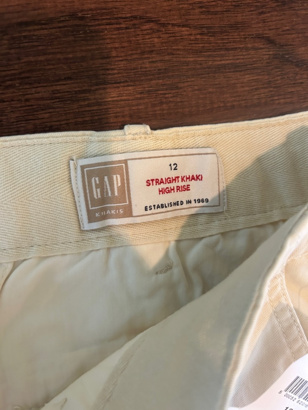 NEW Gap Straight Khaki High Rise Cropped Frayed Hem Cream Pants - Picture 3 of 6
